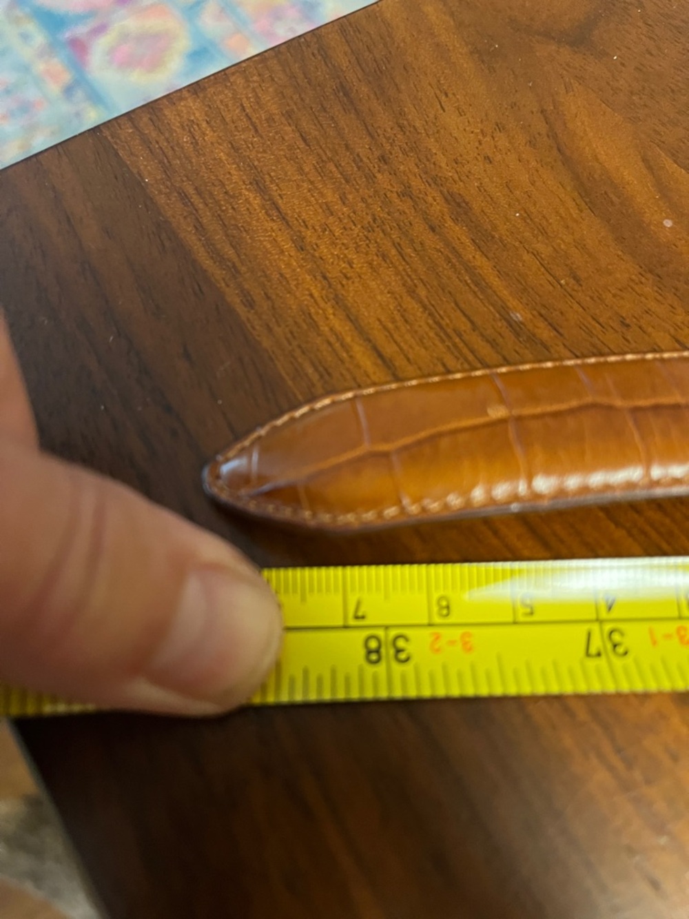 Lauren Ralph Lauren Tan Croc-Embossed Leather Belt with Gold-Tone Buckle, 38 in - Picture 7 of 16